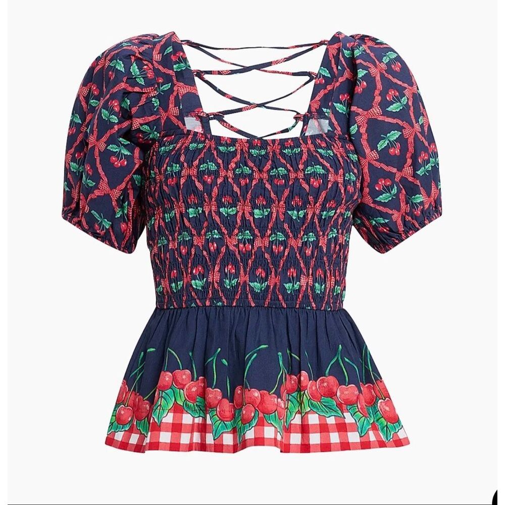 Damson Madder Allegra Puff Sleeve Blouse | Blue in 10 - Picture 4 of 11